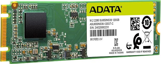 Твердотельный накопитель ADATA SSD Ultimate SU650, 120GB, M.2(22x80mm), SATA3, 3D TLC, R/W 550/410MB/s, IOPs 60 000/40 000, TBW 70, DWPD 0.5 : характеристики и инструкции - 4