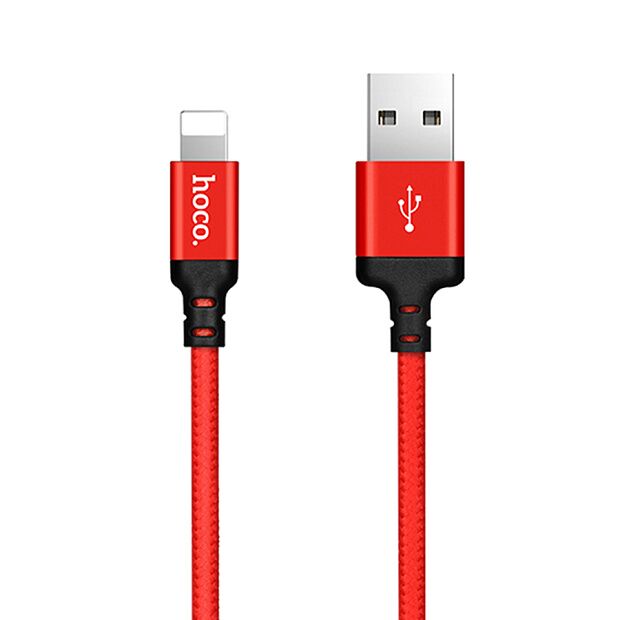 USB кабель HOCO X14 Times Speed Lightning 8-pin, 2м, нейлон (черый/красный) - 1