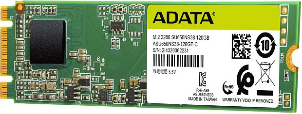 Твердотельный накопитель ADATA SSD Ultimate SU650, 120GB, M.2(22x80mm), SATA3, 3D TLC, R/W 550/410MB/s, IOPs 60 000/40 000, TBW 70, DWPD 0.5 : характеристики и инструкции - 3