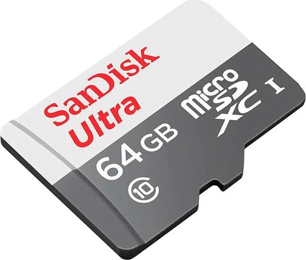 Карта памяти microSD 64GB SanDisk microSDXC Class 10 Ultra UHS-I 100MB/s (SDSQUNR-064G-GN3MN) RU - 1