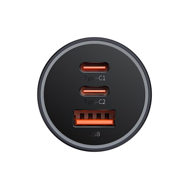 Автомобильное зарядное устройство BASEUS Golden Contactor Pro GaN Fast Charging, USB2USB-C, 65W, темно-серый - 2