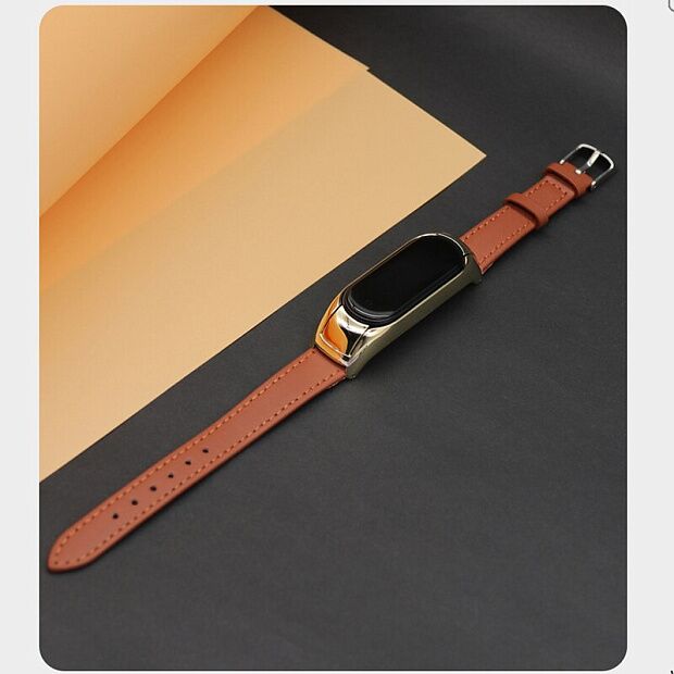 Ремешок кожаный для Xiaomi Mi Band 4 Leather Strap (Brown/Коричневый) - 4