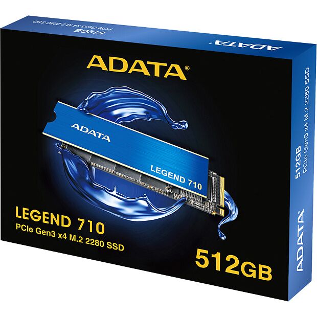 Твердотельный накопитель ADATA SSD LEGEND 710, 512GB, M.2(22x80mm), NVMe 1.4, PCIe 3.0 x4, 3D NAND, R/W 2400/1000MB/s, IOPs 90 000/150 000, TBW 130, - 8
