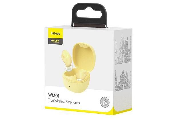 Беспроводные наушники BASEUS Encok True WM01, Bluetooth, желтый - 5