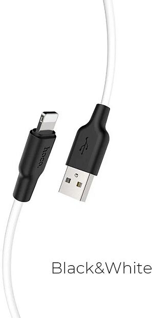 USB кабель HOCO X21 Plus Silicone lightning 8-pin, 2.4А, 2м, силикон (белый/черный) - 3