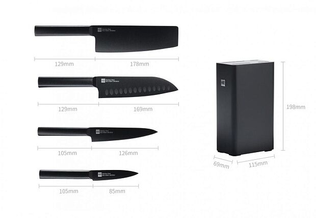 Набор ножей Heat Cool Black (4 ножа  подставка) (HU0076) (Black) - 7
