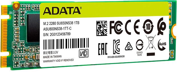 Твердотельный накопитель ADATA SSD Ultimate SU650, 240GB, M.2(22x80mm), SATA3, 3D TLC, R/W 550/500MB/s, IOPs 80 000/60 000, TBW 140, DWPD 0.5 (3 года : характеристики и инструкции - 4