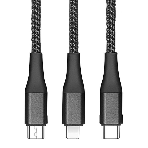 Кабель Solove 3 in 1 USB Lightning/Micro/Type-C 120cm DW1 RU (Black) - 2