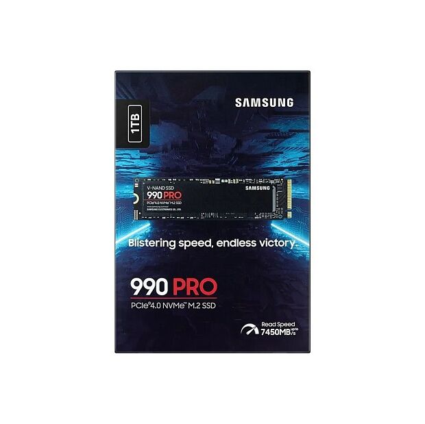 Твердотельные накопители Samsung SSD 990 PRO, 1000GB, M.2(22x80mm), NVMe 2.0, PCIe 4.0 x4, V-NAND TLC, R/W 7450/6900MB/s, IOPs 1 200 000/1 550 000, D - 4