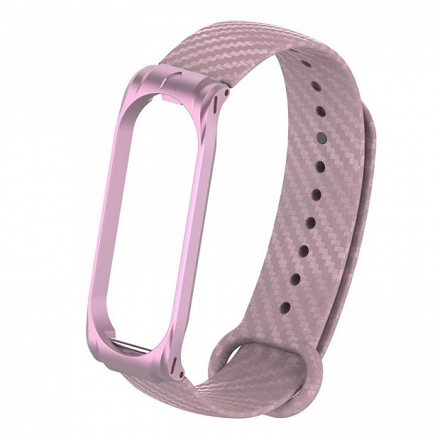 Ремешок силиконовый с металлическим основанием для Xiaomi Mi Band 4 Strap (Pink/Розовый) - 1