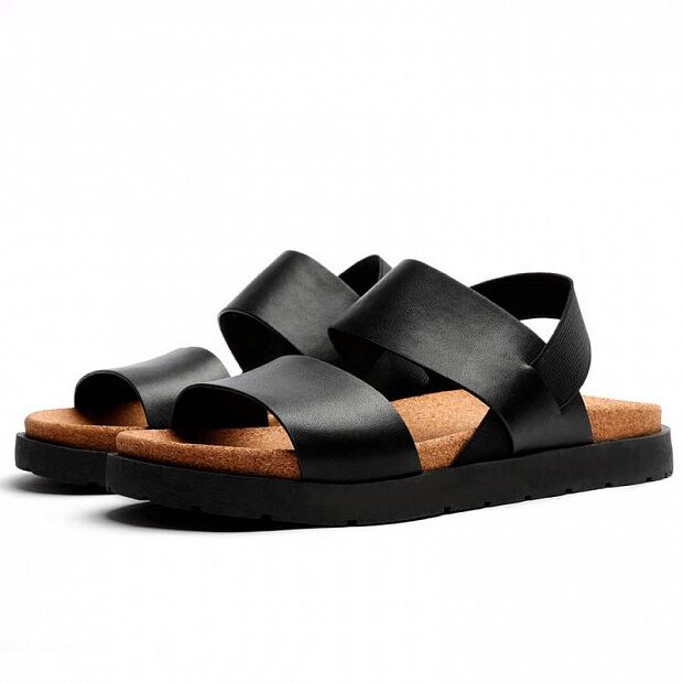 Сандали пробковые Aishoes Leather Cork Casual Sandals (Black/Черный) 