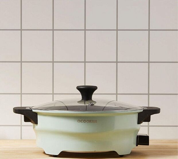 Сковорода электрическая QCOOKER Multi Functional Household Hot Pot (Light Green) - 4