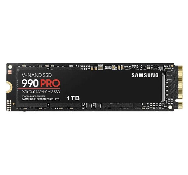 Твердотельные накопители Samsung SSD 990 PRO, 1000GB, M.2(22x80mm), NVMe 2.0, PCIe 4.0 x4, V-NAND TLC, R/W 7450/6900MB/s, IOPs 1 200 000/1 550 000, D - 2