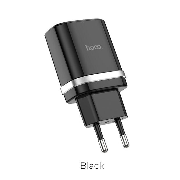 СЗУ HOCO C12Q Smart 1xUSB, 3А, 18W, QC3.0, LED  USB кабель MicroUSB, 1м (черный) - 3