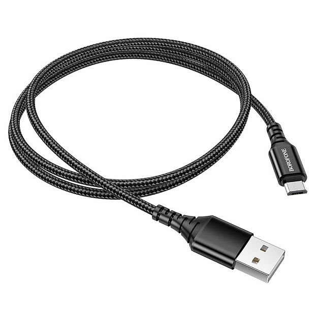 USB кабель BOROFONE BX54 Ultra Bright MicroUSB, 1м, 2.4A, нейлон (черный) - 6