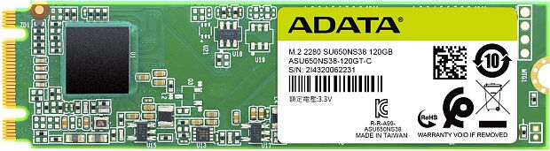 Твердотельный накопитель ADATA SSD Ultimate SU650, 120GB, M.2(22x80mm), SATA3, 3D TLC, R/W 550/410MB/s, IOPs 60 000/40 000, TBW 70, DWPD 0.5 : характеристики и инструкции - 2