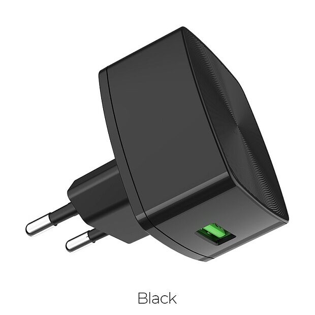СЗУ HOCO C70A Cutting-Edge 1xUSB, 3А, 18W, QC3.0  USB кабель Type-C, 1м (черный) - 3