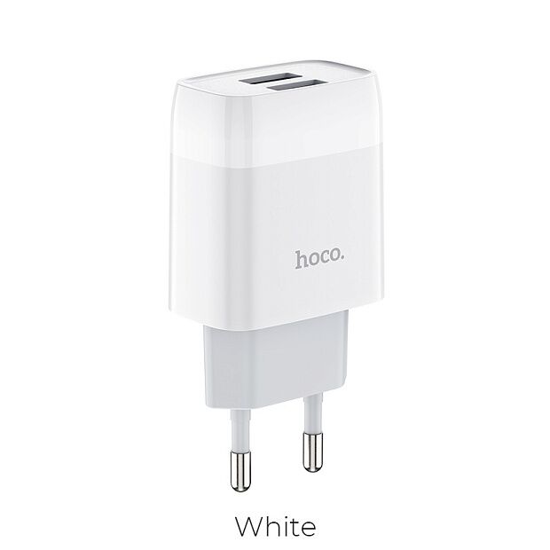 СЗУ HOCO C73A Glorious 2xUSB, 2.4А  USB кабель Lightning 8-pin, 1м (белый) - 5