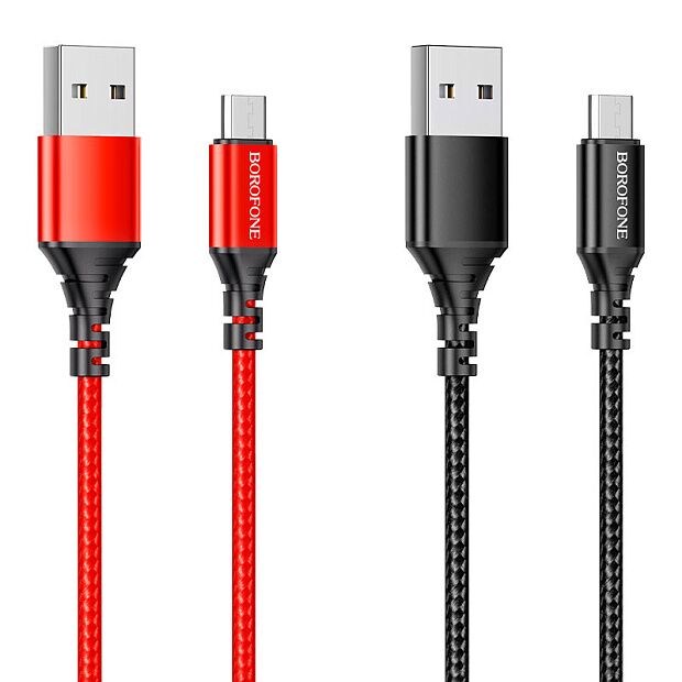 USB кабель BOROFONE BX54 Ultra Bright MicroUSB, 1м, 2.4A, нейлон (черный) - 2