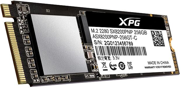 Твердотельный накопитель ADATA SSD SX8200Pro, 256GB, M.2(22x80mm), NVMe 1.3, PCIe 3.0 x4, 3D TLC, R/W 3500/1200MB/s, IOPs 220 000/290 000, DRAM buffe : характеристики и инструкции - 4