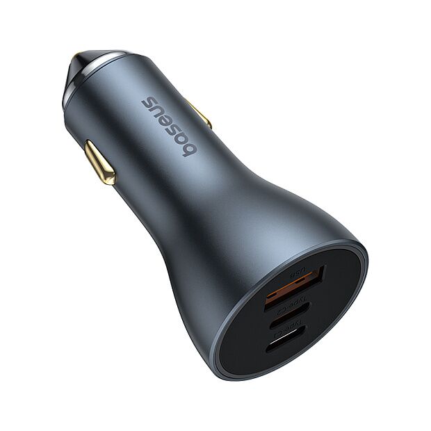 Автомобильное зарядное устройство BASEUS Golden Contactor Pro GaN Fast Charging, USB2USB-C, 65W, темно-серый - 7