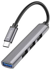 USB-C Хаб HOCO HB26 4 in 1 3хUSB 2.0 + 1xUSB 3.0 (серый)