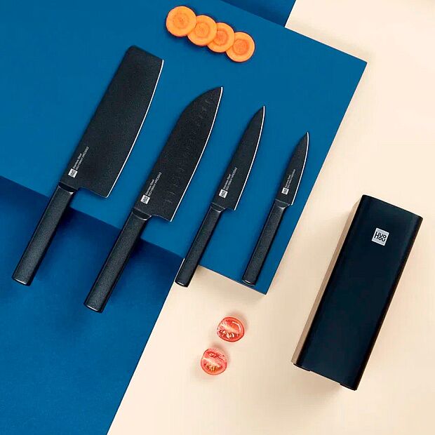 Набор ножей HuoHou Heat Cool Black (4 ножа  подставка) (HU0076) (Black) RU - 4