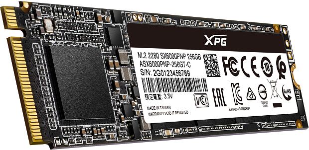 Твердотельный накопитель ADATA SSD SX6000Pro, 256GB, M.2(22x80mm), NVMe 1.3, PCIe 3.0 x4, 3D TLC, R/W 2100/1200MB/s, IOPs 190 000/180 000, TBW 150, D : характеристики и инструкции - 4