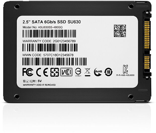 Твердотельный накопитель ADATA SSD Ultimate SU630, 480GB, 2.5 7mm, SATA3, 3D QLC, R/W 520/450MB/s, IOPs 40 000/65 000, TBW 100, DWPD 0.2 - 6