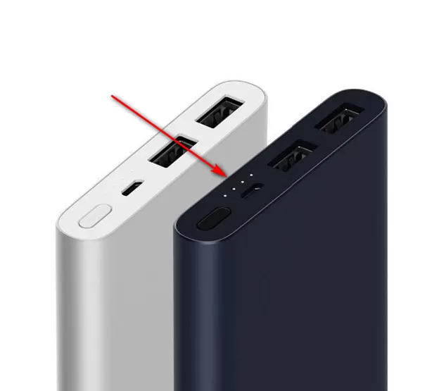 Светодиодные индикаторы на корпусе внешнего аккумулятора Xiaomi