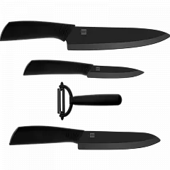 Набор керамических кухонных ножей Huohou Nano Ceramic Knife (Black/Черный) - Фото