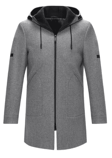 Мужское пальто SunshineJob Men's Wool Blend Business Casual Hooded Coat (Grey/Серый) 