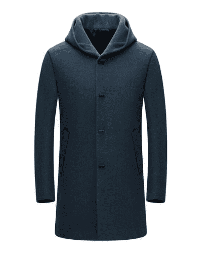 Пальто SunshineJob Men's Wool Blend Urban Casual Hooded Coat (Dark Blue/Темно-Синий) 