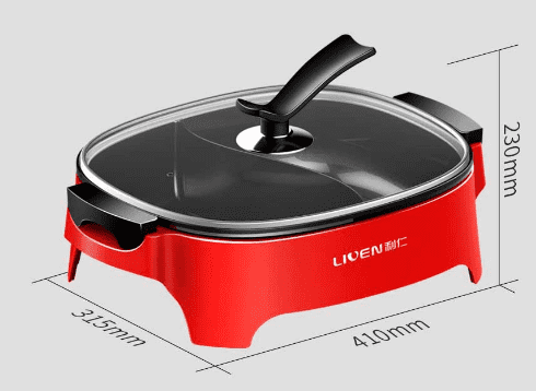 Электрогриль Liven Electric Hot Pot 6L (Red/Красный) - 2