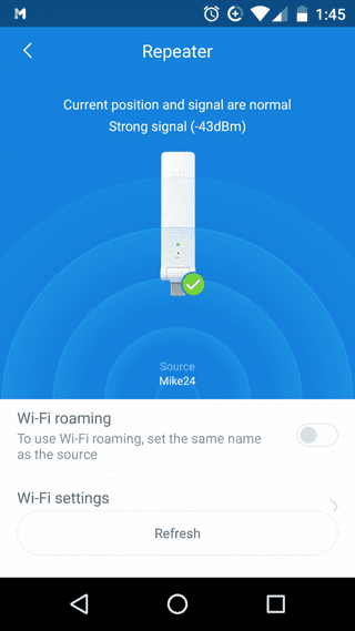 Меню приложения Mi Home для управления усилителем сигнала Xiaomi Mi Wi-Fi Amplifier 2