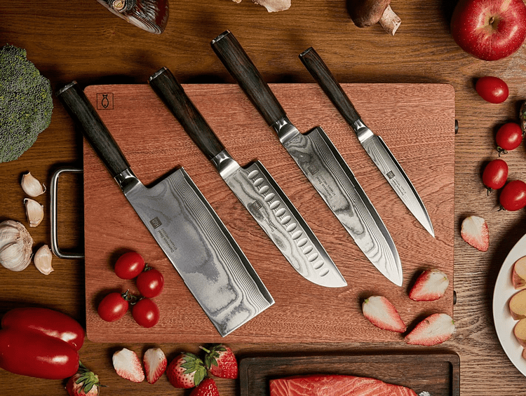 Внешний вид ножей Xiaomi Huo Hou Set of 5 Damascus Knife Sets 