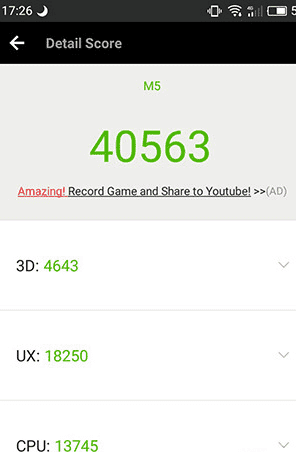 Результаты теста по AnTuTu для Meizu M5