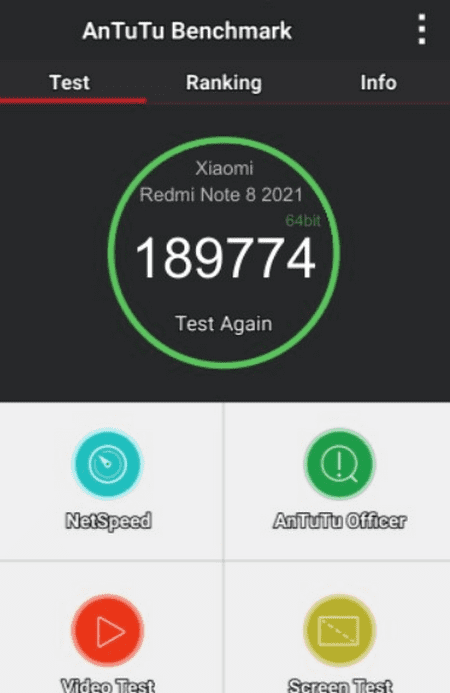 Мощность телефона Xiaomi Redmi Note 8 2021 по AnTuTu