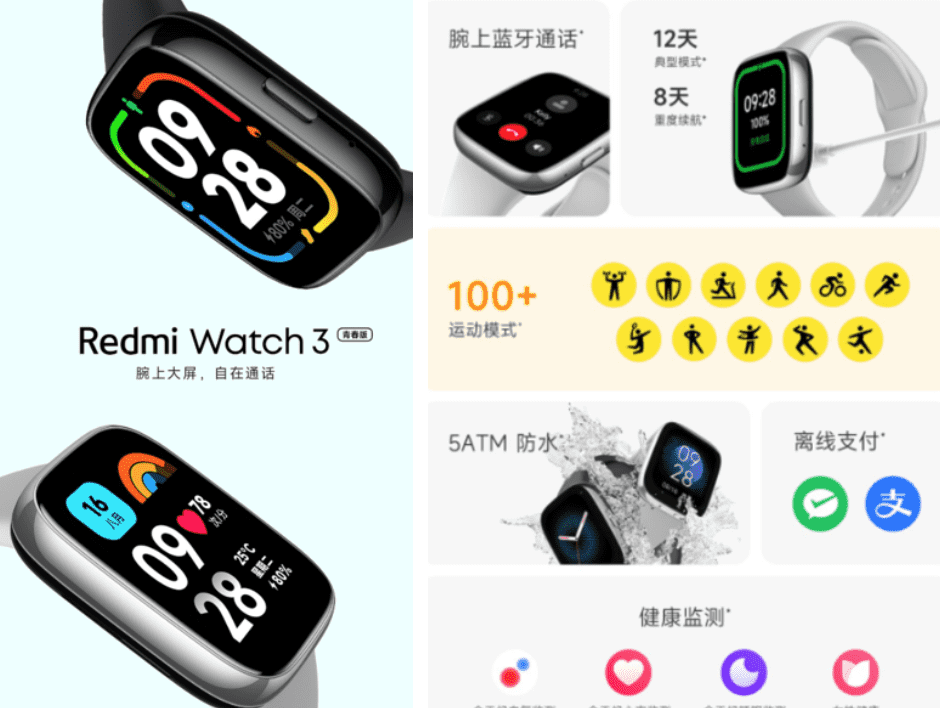 Технические характерстики умных часов Redmi Watch 3 Lite 