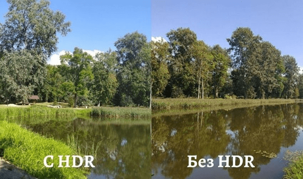 Пример пейзажной съемки с HDR и без него на телефоне Xiaomi