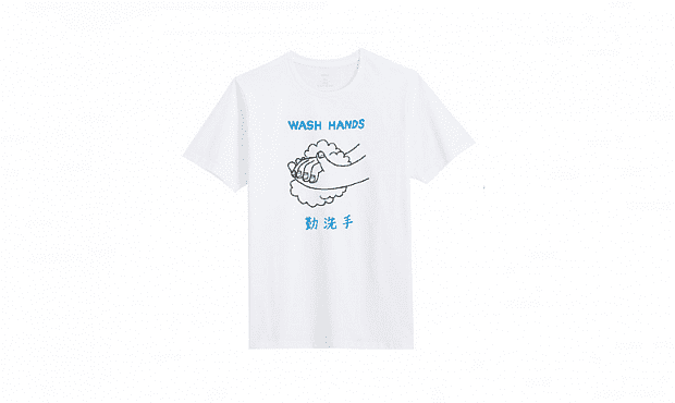Футболка Vancl Cotton Printed T-Shirt Wash Hands (White/Белый) 