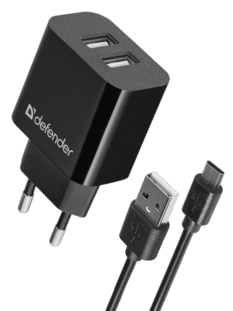 Defender Сетевой адаптер UPC-21 2xUSB,5V/2.1А кабель microUSB - 6