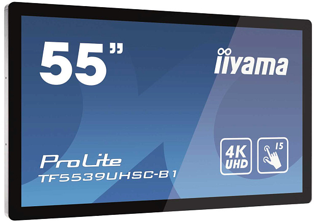 55 Touchscreen LCD monitor UHD 4K, VGA, 2xHDMI, DP, USB, open frame,  PCAP, 3840x2160, 1A1DP2H, Face-up - 1