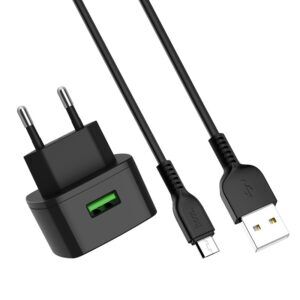 СЗУ HOCO C70A Cutting-Edge 1xUSB, 3А, 18W, QC3.0  USB кабель MicroUSB, 1м (черный) - 5