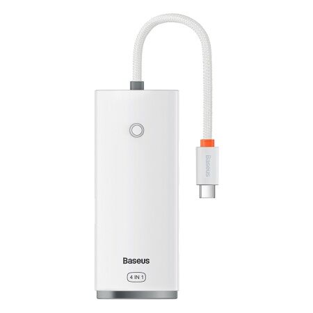 Переходник/Адаптер BASEUS Lite Series 4-Port, Разветвитель, Type-C - 4xUSB3.0, белый, кабель 0,25см - 1 Переходник/Адаптер BASEUS Lite Series 4-Port, Разветвитель, Type-C - 4xUSB3.0, белый, кабель 0,25см - 1