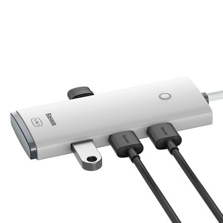 Переходник/Адаптер BASEUS Lite Series 4-Port, Разветвитель, Type-C - 4xUSB3.0, белый, кабель 0,25см - 6 Переходник/Адаптер BASEUS Lite Series 4-Port, Разветвитель, Type-C - 4xUSB3.0, белый, кабель 0,25см - 6