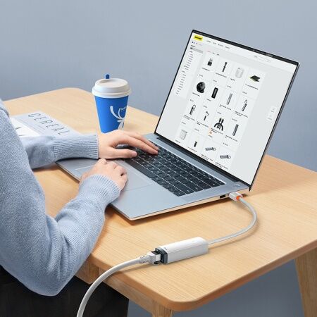 Переходник/Адаптер BASEUS Lite Series Ethernet Adapter, USB A- RJ45 (1000Mbps), белый - 8 Переходник/Адаптер BASEUS Lite Series Ethernet Adapter, USB A- RJ45 (1000Mbps), белый - 8