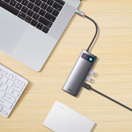 Переходник/Адаптер BASEUS Metal Gleam Series 8-in-1, Разветвитель, Type-C - 3USB3.0PDHDMISD/TFVGA, серый - 6 Переходник/Адаптер BASEUS Metal Gleam Series 8-in-1, Разветвитель, Type-C - 3USB3.0PDHDMISD/TFVGA, серый - 6