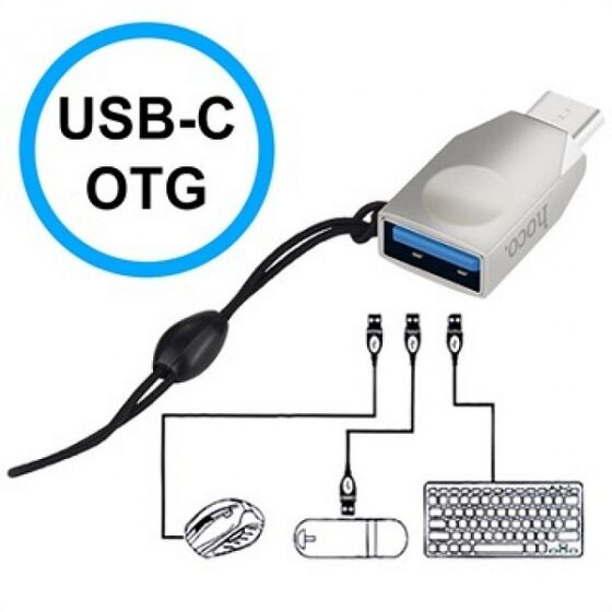 OTG адаптер HOCO UA9 Type-C на USB (серый) - 6 OTG адаптер HOCO UA9 Type-C на USB (серый) - 6