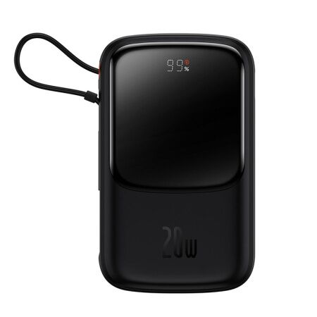 Портативный аккумулятор BASEUS Qpow Pro Digital Display Fast Charge 20W iP Edition, 3A, 10000 мА⋅ч, черный, с кабелем Ty - 6
